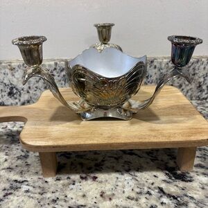 Godinger Candelabra Centerpiece 3 Arms For Tapered Candles -Raised Ornate 1991